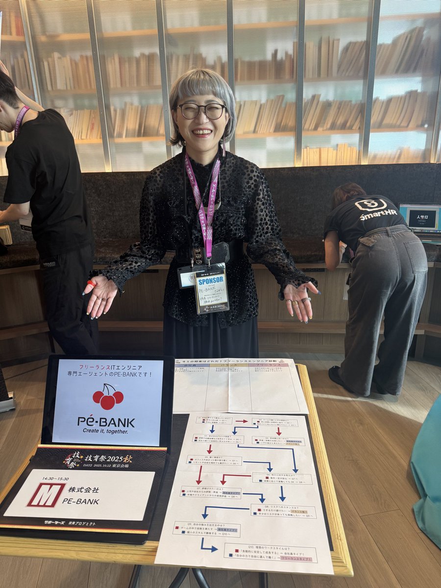 ProEngineerBank's tweet image. 本日は #技育祭 2025秋にブロンズスポンサーとして参加してまいりました🙌🏻
ギーク系学生の皆さんと交流できる貴重な機会で毎度楽しいです💫
『フリーランスに向いているか診断チャート』で皆さんに遊んでいただきました✌🏻
ブースに来ていただいた学生の皆さまありがとうございました😌