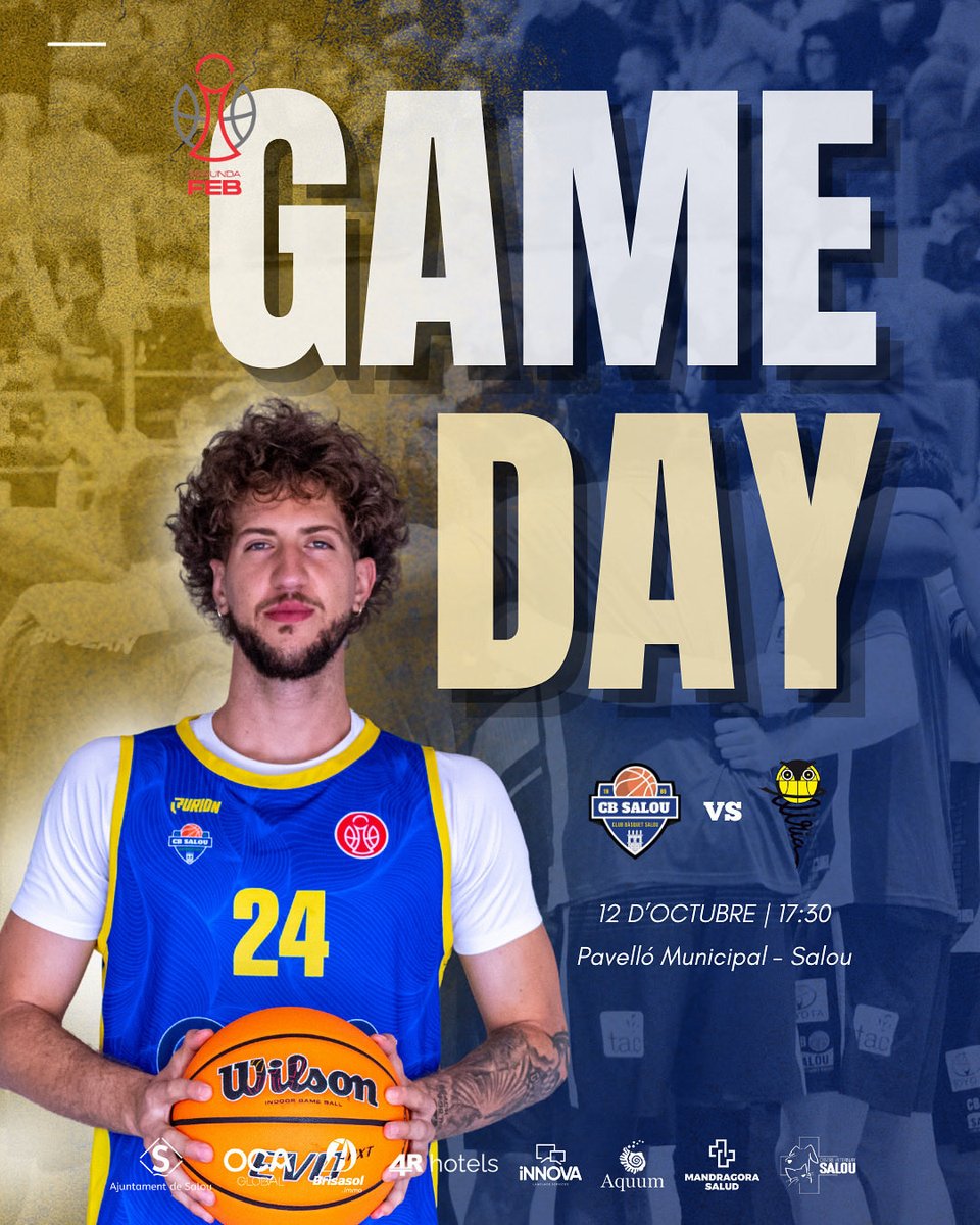GAME DAY! 💛💙

💬 Afició, avui us necessitem més que mai! Fem pinya, fem soroll i empenyem l’equip cap a la victòria! 💪

📆 Diumenge 12 d’octubre
🕠 17:30 h
📍 Pavelló Municipal – Salou
🆚 <a href="/CEBLliria/">CEB Llíria</a> 

#sombàsquet #somsalou #sempreendavant #juntsfenthistòria
