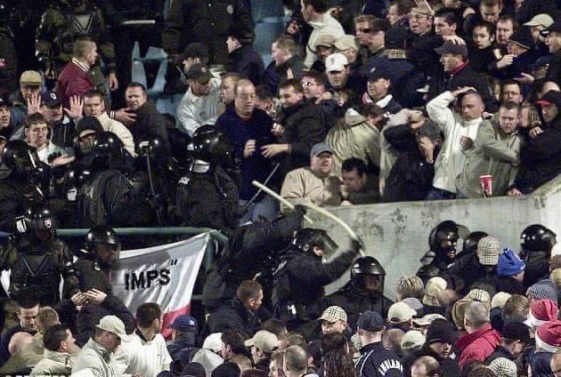 Tamworthlion's tweet image. 23 years ago today was Slovakia v England in Bratislava. The night before we went to the Under 21’s in Trnava. In the 2nd photo I’m close to getting a whack by the dodgy old bill. Dug out the old ticket stubs with the train ticket….
#followenglandaway #avfc #utv