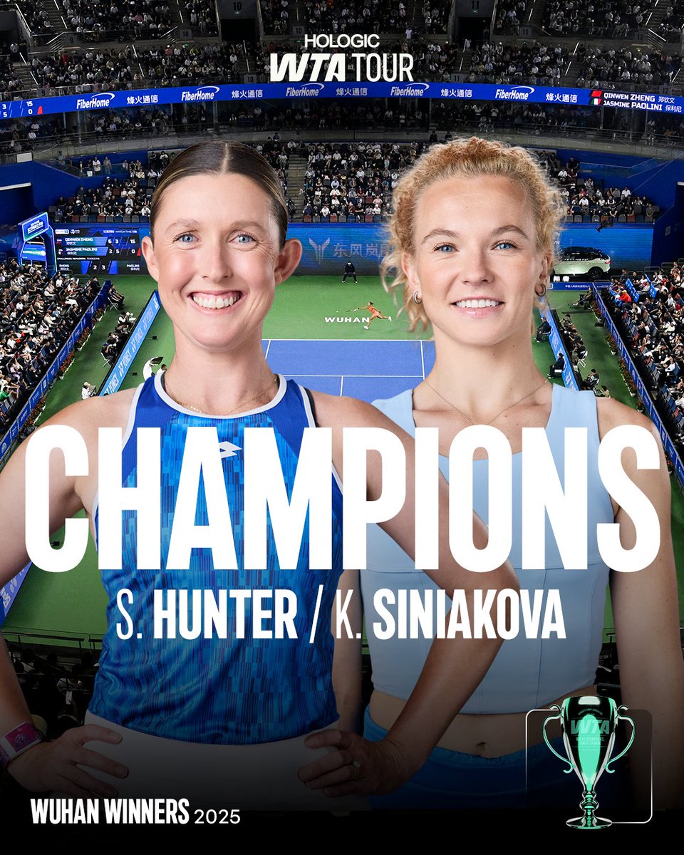 WTA's tweet image. 🏆 WINNERS IN WUHAN 🏆
@stormsanders94 and @K_Siniakova beat Danilina/Krunic in straight sets to secure the doubles title 🙌
#WuhanOpen