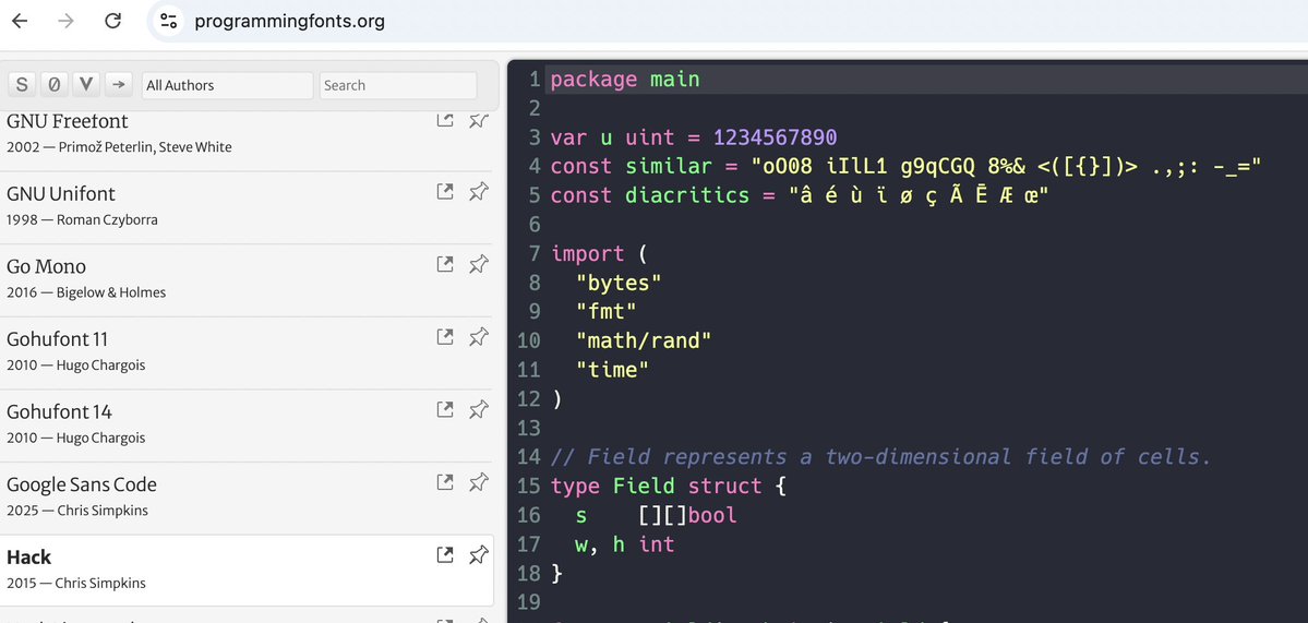 a_soldatenko's tweet image. Found an interesting way to compare and visualise programming fonts programmingfonts.org