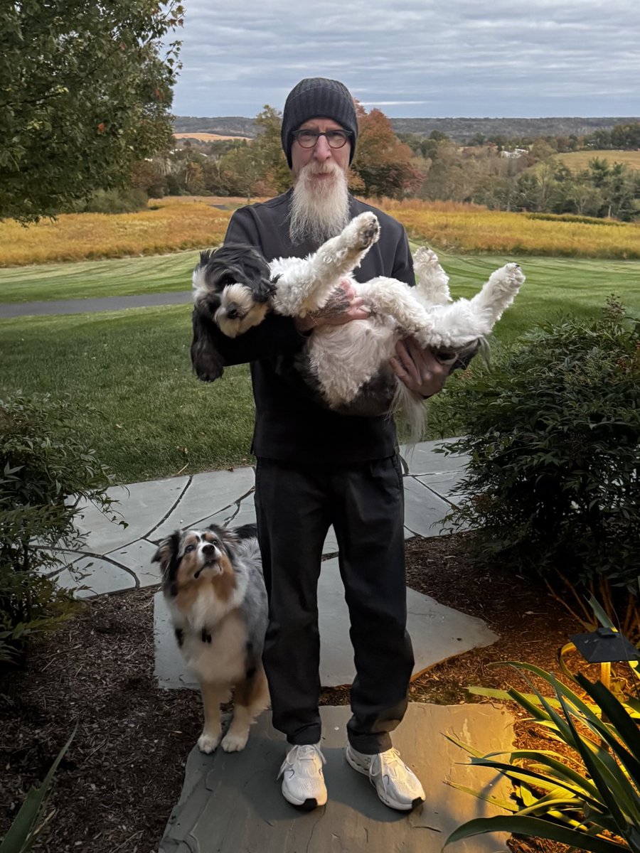 Our Tibetan Terrier was too tired to walk uphill last evening so Diane suggested I literally give him a lift. Our Aussie said: WTF!