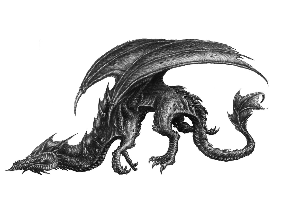 s0ulafein's tweet image. Monstrum Magnum - Black Dragon

#RPG #ttrpg #oldschool #OldIsGold #art #DnD #osr #adnd #Pencildrawing #Dragon