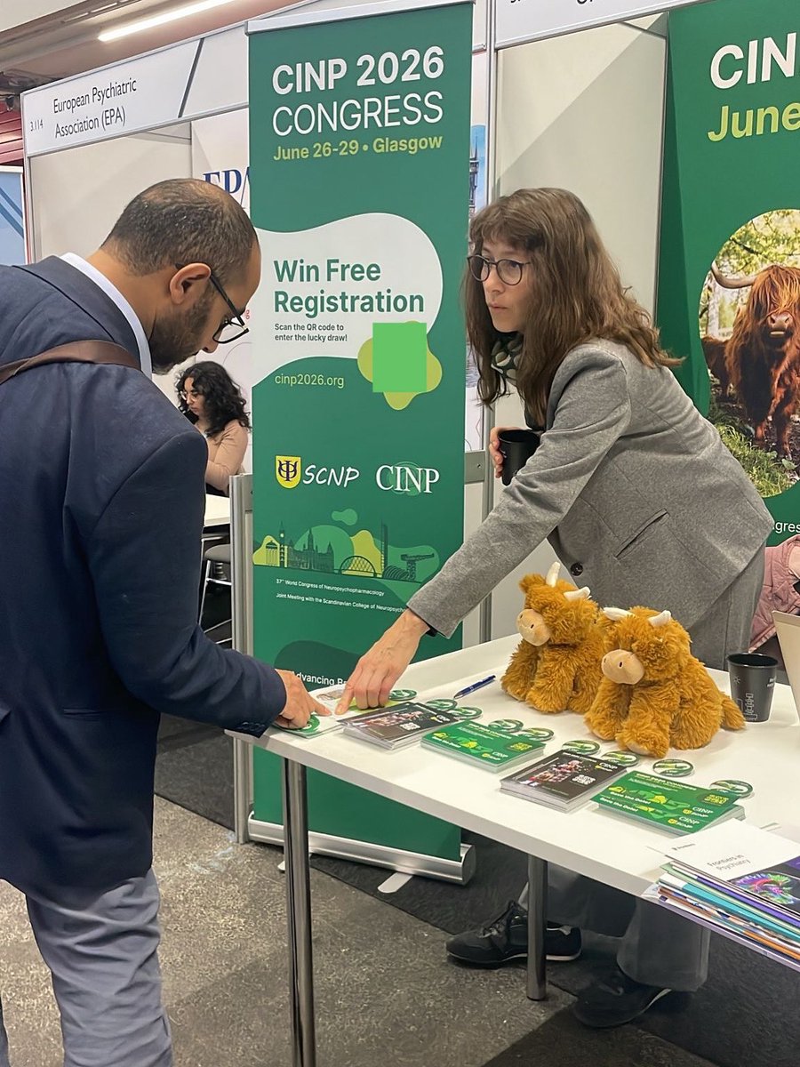 Meet CINP at the #ECNP2025 in Amsterdam! 

Stop by &amp; join the lucky draw to win free registration to #cinp2026 in Glasgow or our highland cow mascots.

Day 1 winners:
🏆Free registration: Luca Belmonte, Italy
🏆Highland cow: Jelena Brasanac, Germany

Be the next lucky one!
#cinp
