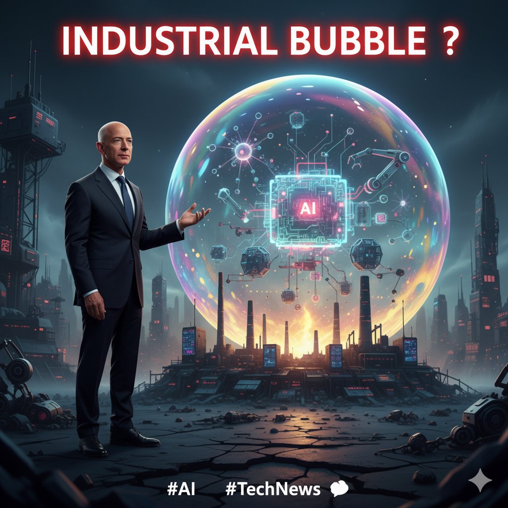 innoworkspro's tweet image. Jeff Bezos calls AI an ‘industrial bubble’: 🤔 

“Jeff Bezos just called AI the ‘industrial bubble’ of our era! Bubble or real revolution? What’s your take? #AI #TechNews