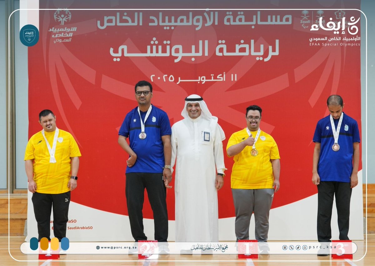 PSRC_KSA's tweet photo. || خبر

🏅 بكل فخر، استضاف #مجمع_الأمير_سلطان_للتأهيل / إيفاء مسابقة الأولمبياد الخاص لرياضة البوتشي بتنظيم من الاتحاد السعودي للأولمبياد الخاص @SaudiArabiaSO،
وشهدت الفعالية تألق لاعبي #نادي_إيفاء_للأولمبياد_الخاص ضمن فئة البوتشي الفردية، بحصدهم:
🥇 3 ميداليات ذهبية
🥈 ميدالية فضية
🥉 3 ميداليات برونزية
🏅 مركزين رابع��ن

إنجاز وطني يُجسّد روح التحدي والإصرار 💚