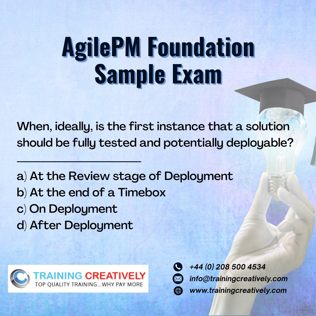traincreatively's tweet image. 🚀 AgilePM Focus: The Foundation of Success
Every great Agile project starts with clear roles and responsibilities.
Can you identify the key role behind this scenario?
👉Swipe to uncover the answer and reasoning.
#AgilePM #AgileLeadership #ProjectManagement #TrainingCreatively