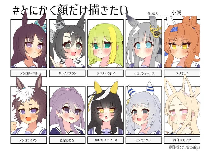 #とにかく顔だけ描きたい リプ送ってくださった方々ありがとうございました～!!