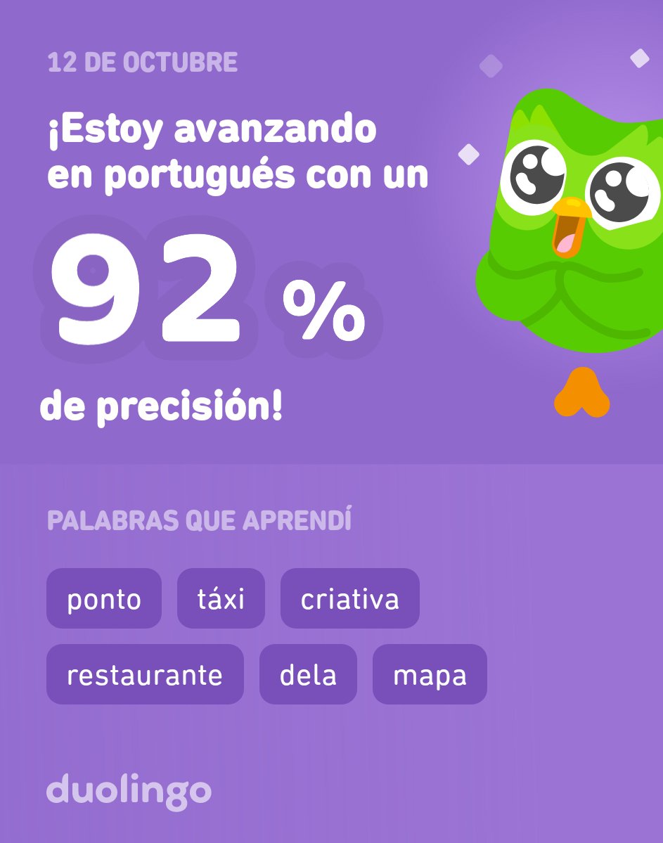 ¡Estoy aprendiendo portugués en Duolingo! Es gratis, divertido y efectivo.