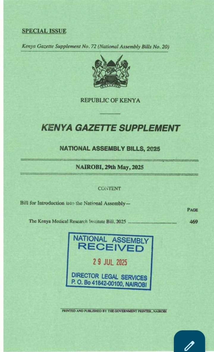 shobanes's tweet image. Bill Gates funding KEMRI for over half a Billion has reminded me that there is actually a KEMRI Ammendment Bill, 2025 in Parliament that has been sitting in my documents folder since Sept and a Maternal, Newborn and Child Health Bill in Senate. Coincidental? Related?
Wacha nione