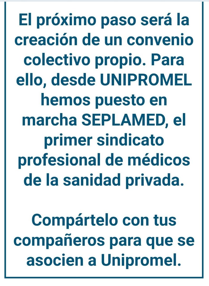 #Unipromel defiende a los médicos autónomos y ahora #Seplamed a los que tienen contrato laboral.
Además #Conpymes_Sanidad agrupa a las pymes sanitarias frente a ASPE y UNESPA.