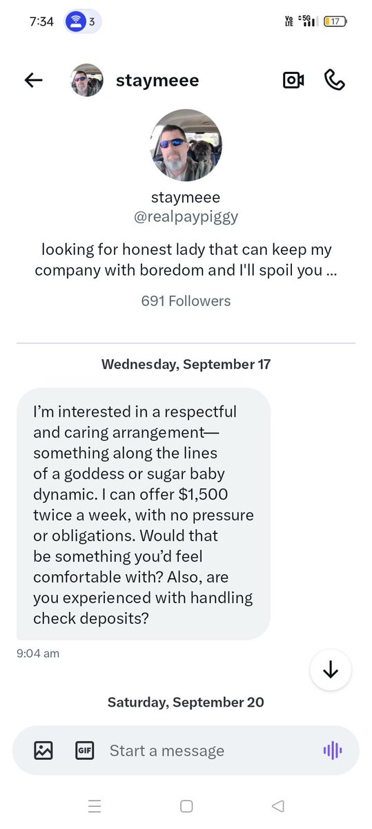 Gemeyes97's tweet photo. @realpaypiggy So you makes these posts and then send these messages to women ?? Why would we need to experience handling checks ? I'll answer that, ya fake. https://t.co/mjZdJX0CCd