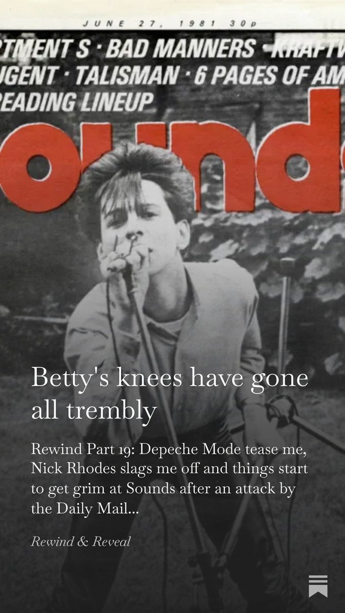 Out now on Rewind: a reunion with a confident Depeche Mode, a few harsh words from Duran Duran’s Nick Rhodes, and a hateful attack on Sounds by a national newspaper… subscribe at beverleyglick.substack.com