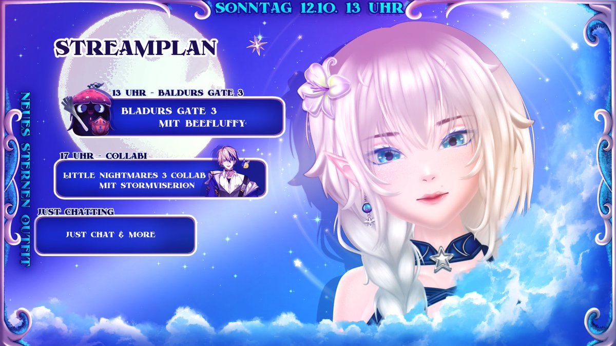Gestern war unser Outfit-Debut  und es war einfach wunderschön! 
Ich musste erst mal alles verarbeiten, was da passiert ist, ihr wart unglaublich! 🥹
✨Heute geht’s um 13 Uhr weiter mit Baldur’s Gate 3 ✨
und ab 17 Uhr stürzen <a href="/StormViserion/">🌪Storm🌪</a>  und ich uns wieder ins Chaos von