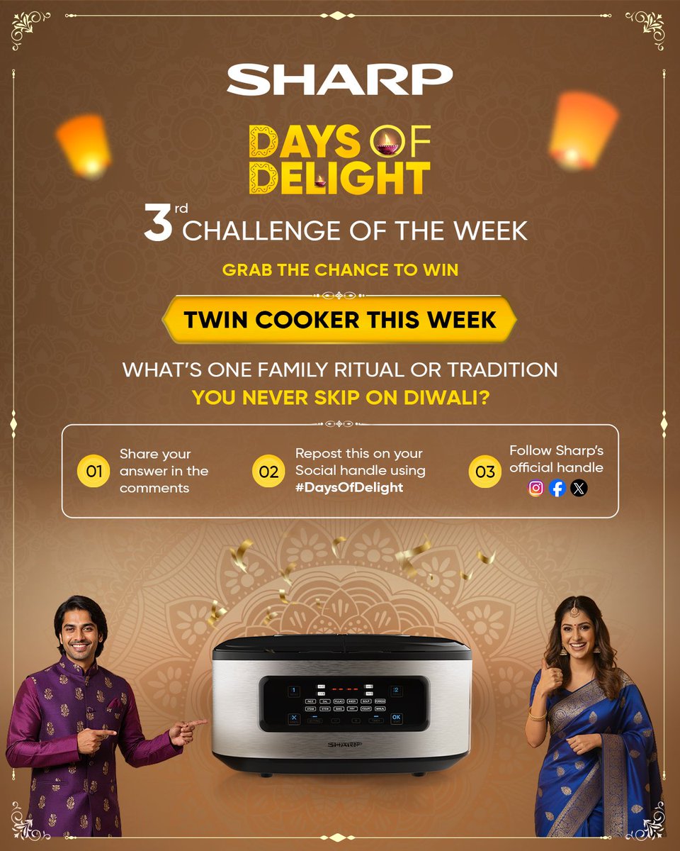 sharp_india_'s tweet image. The third challenge of the week is LIVE!
Play now and stand a chance to win exciting prizes.

#SHARPIndia #SHARPIndiaAppliances
#ContestAlert #WeeklyChallenge #DaysOfDelight