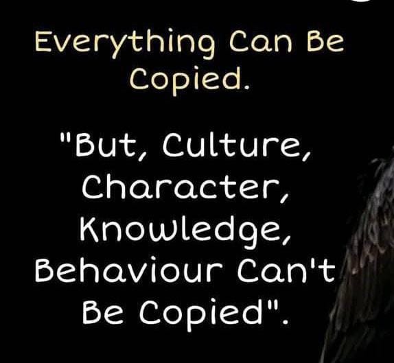 SbnSodanap65364's tweet photo. Everything Can Be Copied. 'But, Culture, Character, Knowledge, Behaviour Can't Be Copied'" ๐คฏ๐ก #UniquenessMatters #lovefighters #Authenticity #millitakim #AIart #CultureCounts https://t.co/A0IfMi77fo