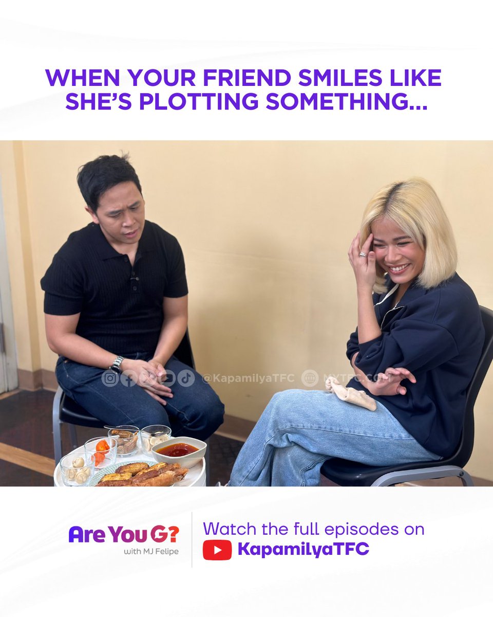 KapamilyaTFC's tweet photo. Ano na naman 'yan, Mowm?! Suspicious pero cute! π
#KlarissedeGuzman #MJFelipe #FilipinoStreetFood #KwekKwek #Turon #Mowm #AreYouG #PBB #TFC #TheFilipinoChannel #GenG #GKaBa #ABSCBN #KlarissedeGuzmanOnAreYouG https://t.co/cMno7JWgqp