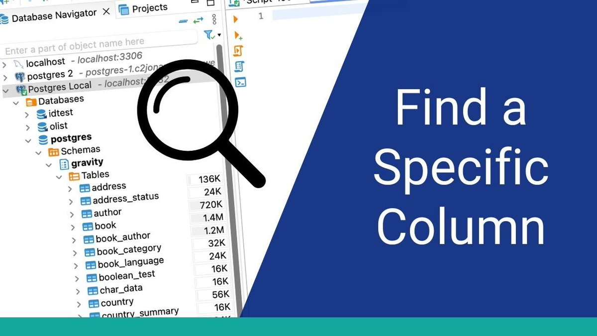reisquarteu's tweet image. #SQL: Find All Tables with a Specific Column. youtu.be/5vil4DkTu1U #Databases #DBMS #tutorial