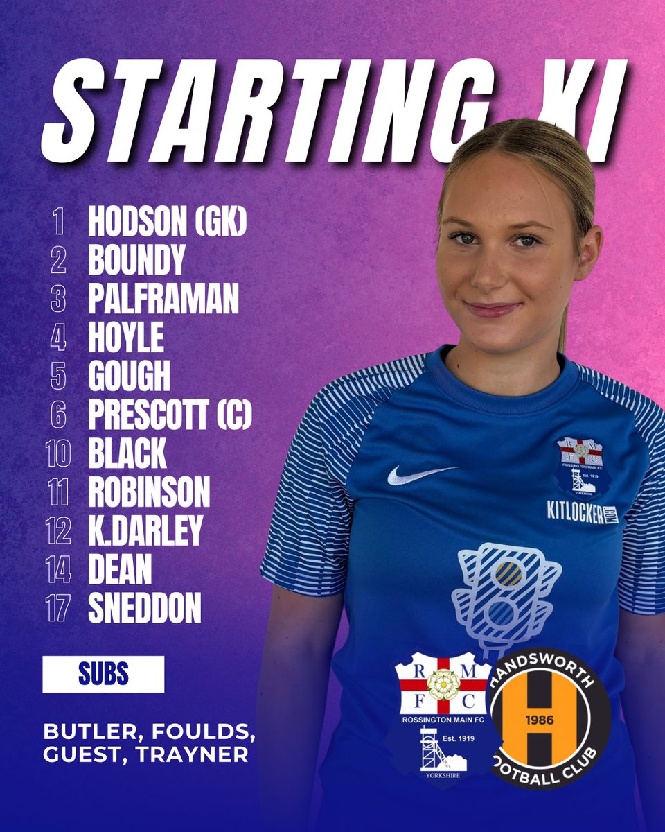 𝗦𝗧𝗔𝗥𝗧𝗜𝗡𝗚 𝗫𝗜 🔢

Only two changes in today’s game against Handsworth 👊

Hodson returns in goal, with Palframan back in the starting line-up.

COME ON ROSSO 💙👏

#RMLFC #UpTheRosso #WomensFootball #Matchday