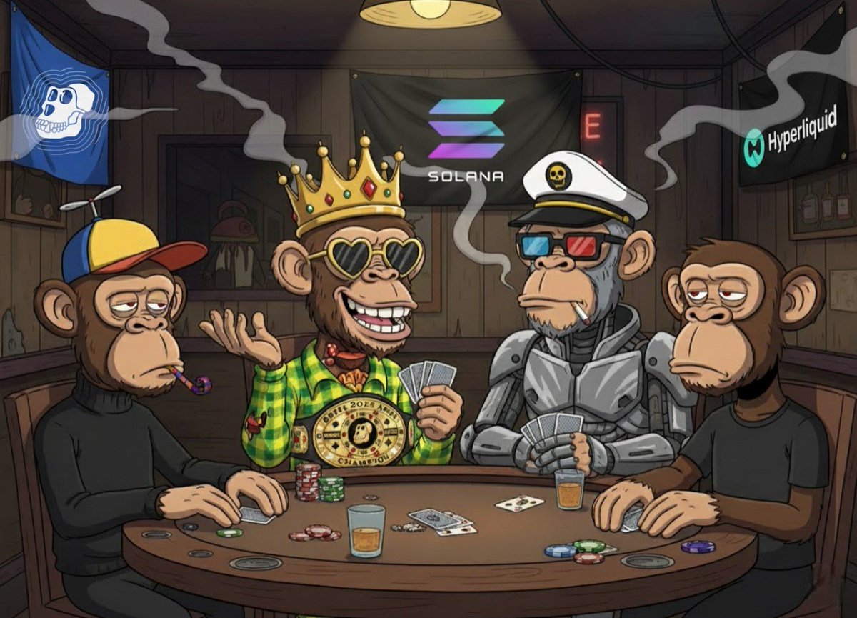 GM! 🦍 Can’t make it to Vegas? No worries - trade the jungle instead! $APE on <a href="/Hyperliquid/">Andrew</a>, $SOL heating up, vibes immaculate.
Stay bored. Stay liquid.