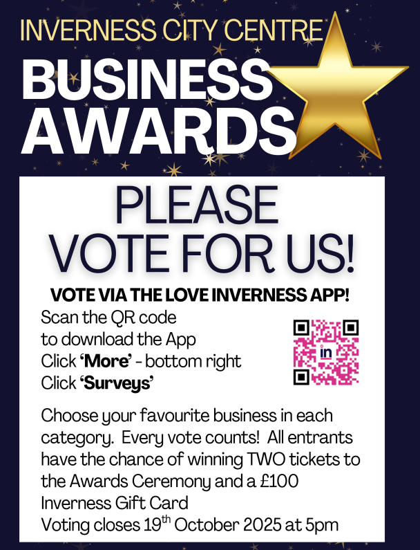 Help us celebrate Inverness Businesses by voting for Team M&amp;N 💙

Download the "Love Inverness" app and Vote today
🗓️ Voting closes Sunday 19th October 2025
#InvernessBID #MunroNoble #Highlands