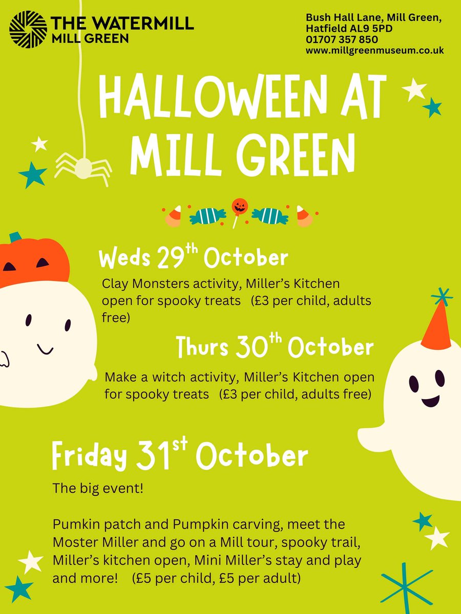 𝑯𝒂𝒍𝒍𝒐𝒘𝒆𝒆𝒏 𝒂𝒕 𝑴𝒊𝒍𝒍 𝑮𝒓𝒆𝒆𝒏! 👻 🎃

Join Mill Green for 3 frightfully fun Halloween events the whole family will love!

Book and find out more 👉 orlo.uk/1ccim