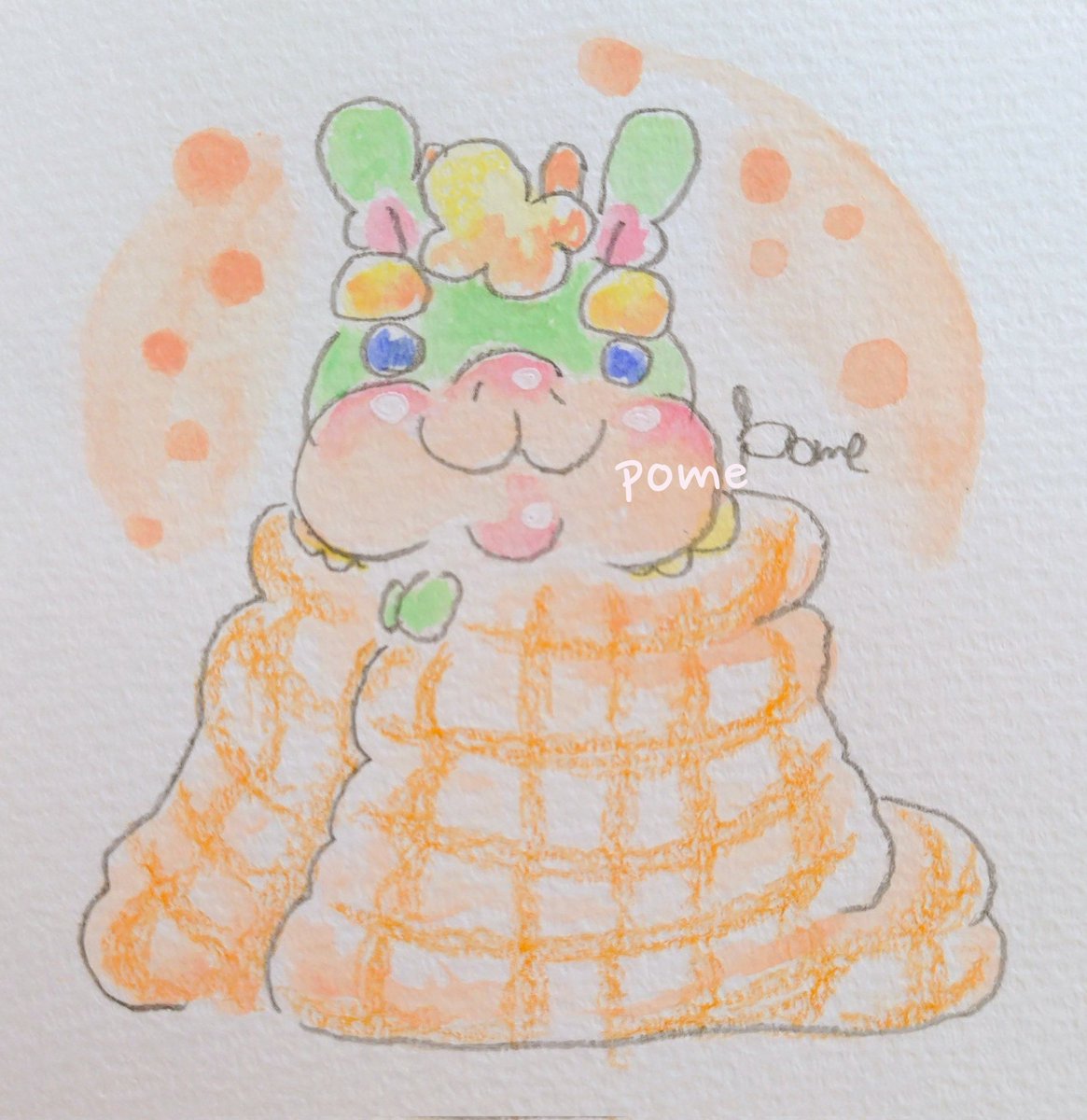 pome3340's tweet image. 【再掲】
ほくほく🍂💓
　
#小龍のりゅうちゃん　#イラスト　#ほっこり