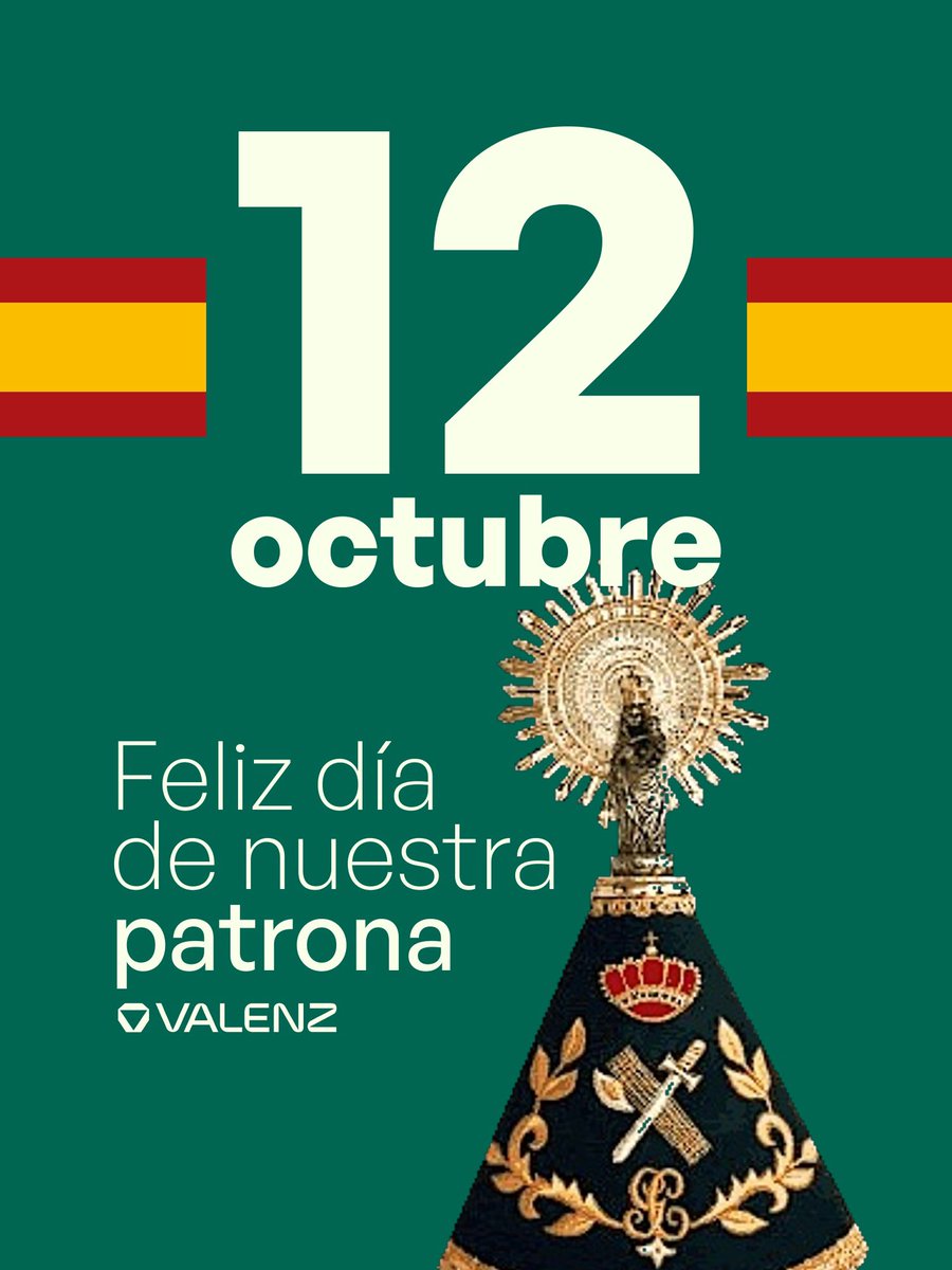 academiavalenz's tweet photo. 💚 Feliz Día de la Patrona de la Guardia Civil y Feliz Día de la Fiesta Nacional 🇪🇸
Orgullosos de quienes sirven con honor, sacrificio y compromiso por España 🇪🇸
#12octubre #fiestanacional #hispanidad #patronaguardiacivil #guardiacivil #valenz https://t.co/8Slu8gIdsO