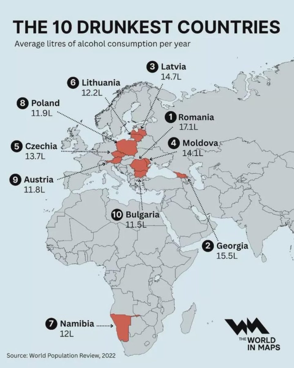 Top 10 drunkest countries.