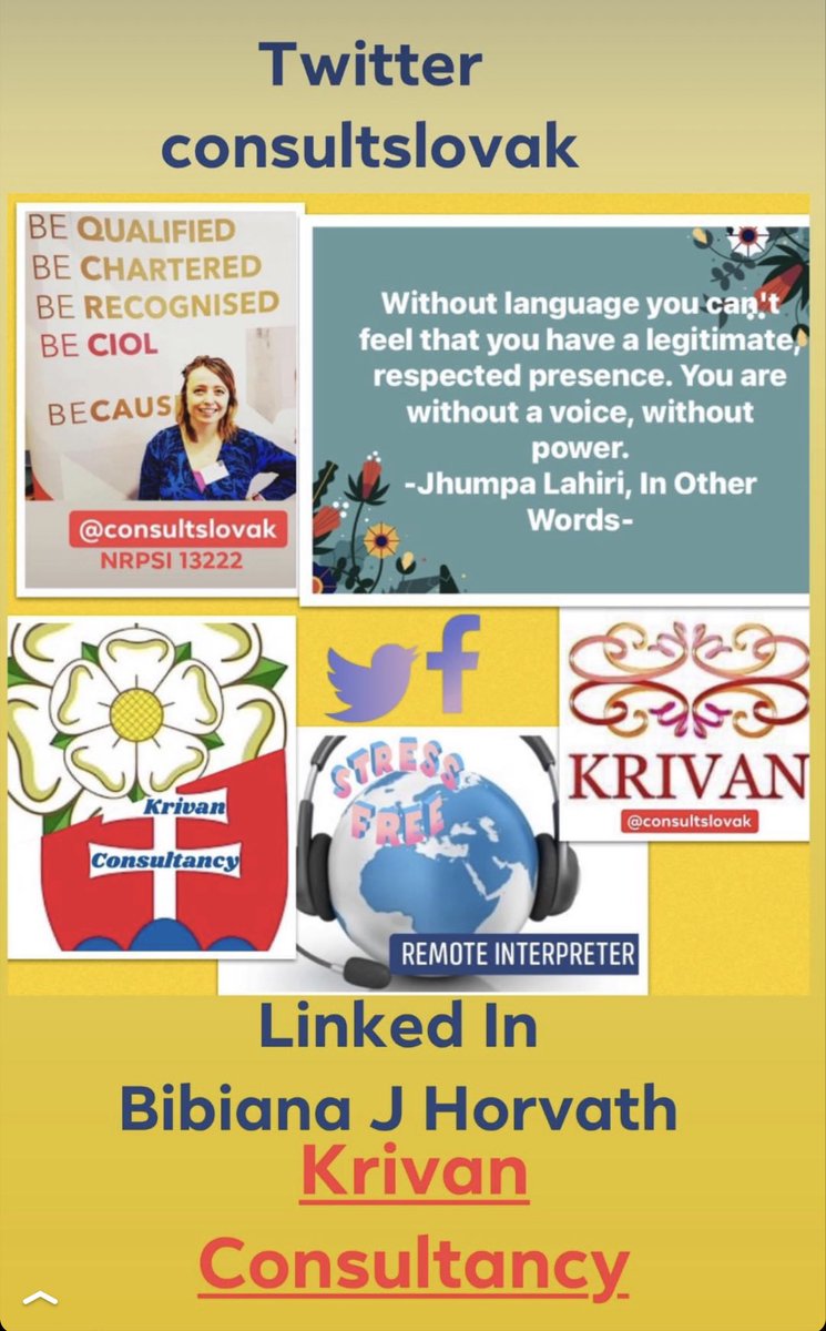 ConsultSlovak's tweet image. @HelpSheffield Via BIBA-From Words to Worlds based in Sheffield 🌎 Founder: Bibiana Horvath CL- Chartered Legal Language Specialist offers Intercultural support, Public Service Interpreting, Communication Facilitation, Education Coaching & Consultancy: Slovak-Czech-Roma-Russian