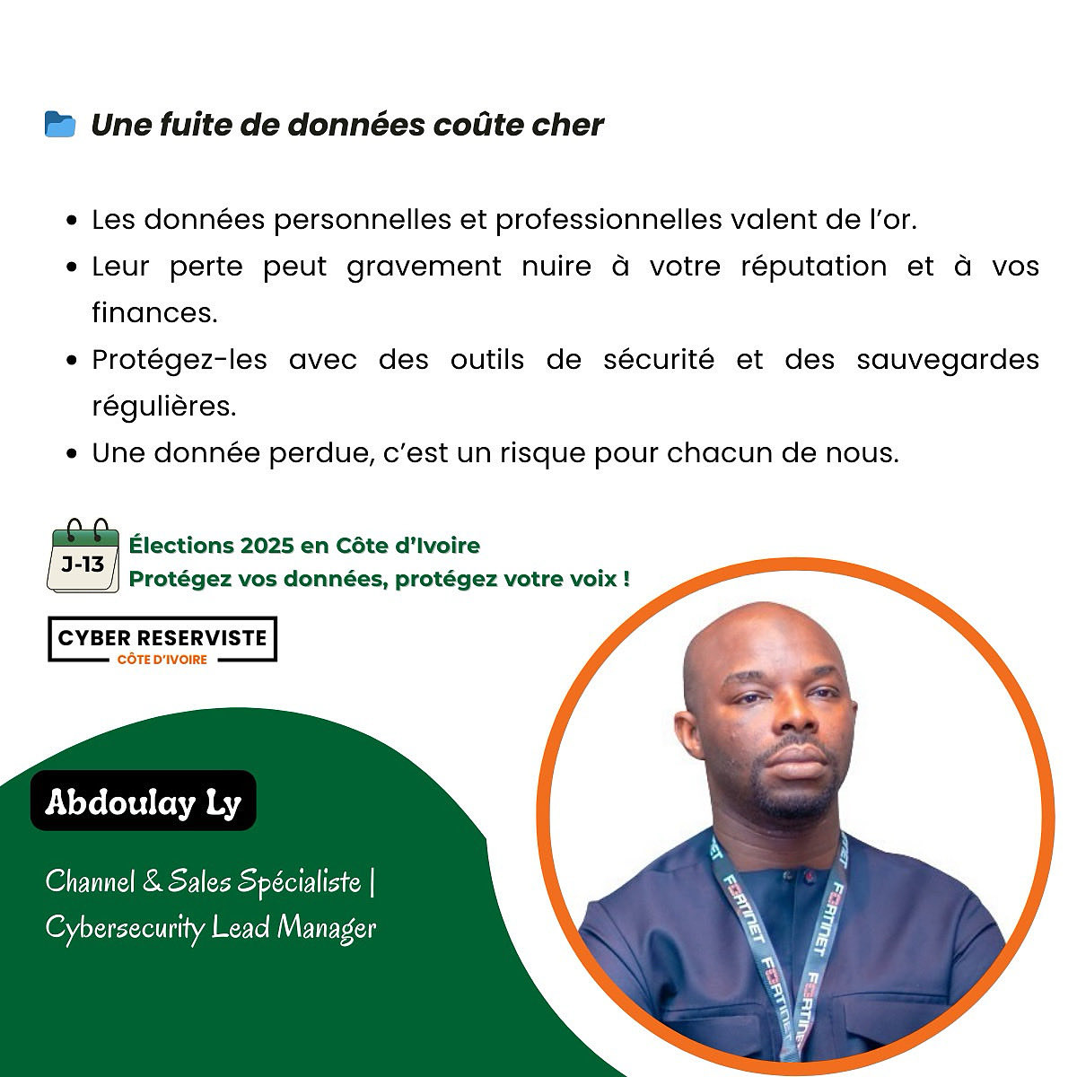 J-13 Élection présidentielle Côte d’Ivoire 2025 🇨🇮La Communauté <a href="/CyberReserviste/">Cyber Réserviste Côte d'Ivoire</a> Côte d'Ivoire (#CRCI) poursuit sa campagne nationale de sensibilisation. Aujourd’hui, Abdoulay Ly,MBA nous adresse un rappel essentiel : #africa #abidjan #Elections2025 #CIV225 #IA #FakeNews #risk