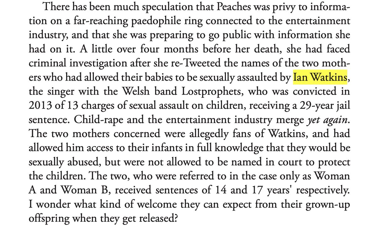 What I wrote in Musical Truth 1 ten years ago about Ian Watkins and the connection back to Peaches Geldof, who died in suspicious circumstances in 2014.