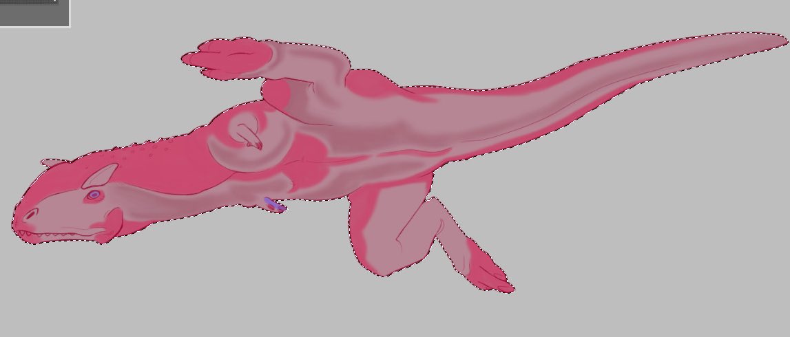 N3croPants_'s tweet image. Carnotaurus babes suggested i draw, but i cant resist the pink bug #paleoart ? #artwork #drawing
