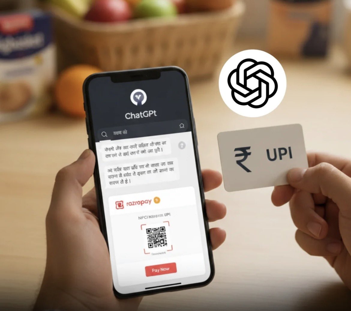 Akash_vimal01's tweet image. 🚀 अब ChatGPT से होगा UPI पेमेंट! 🇮🇳
🤖💰 AI और Fintech की दुनिया में बड़ा कदम — OpenAI ने भारत में UPI पेमेंट की पायलट सर्विस शुरू की है।

यह सर्विस NPCI और Razorpay की साझेदारी में लॉन्च हुई है,
जिससे अब आप ChatGPT के चैट इंटरफेस से ही पेमेंट कर पाएंगे —
बिना किसी ऐप पर स्विच…