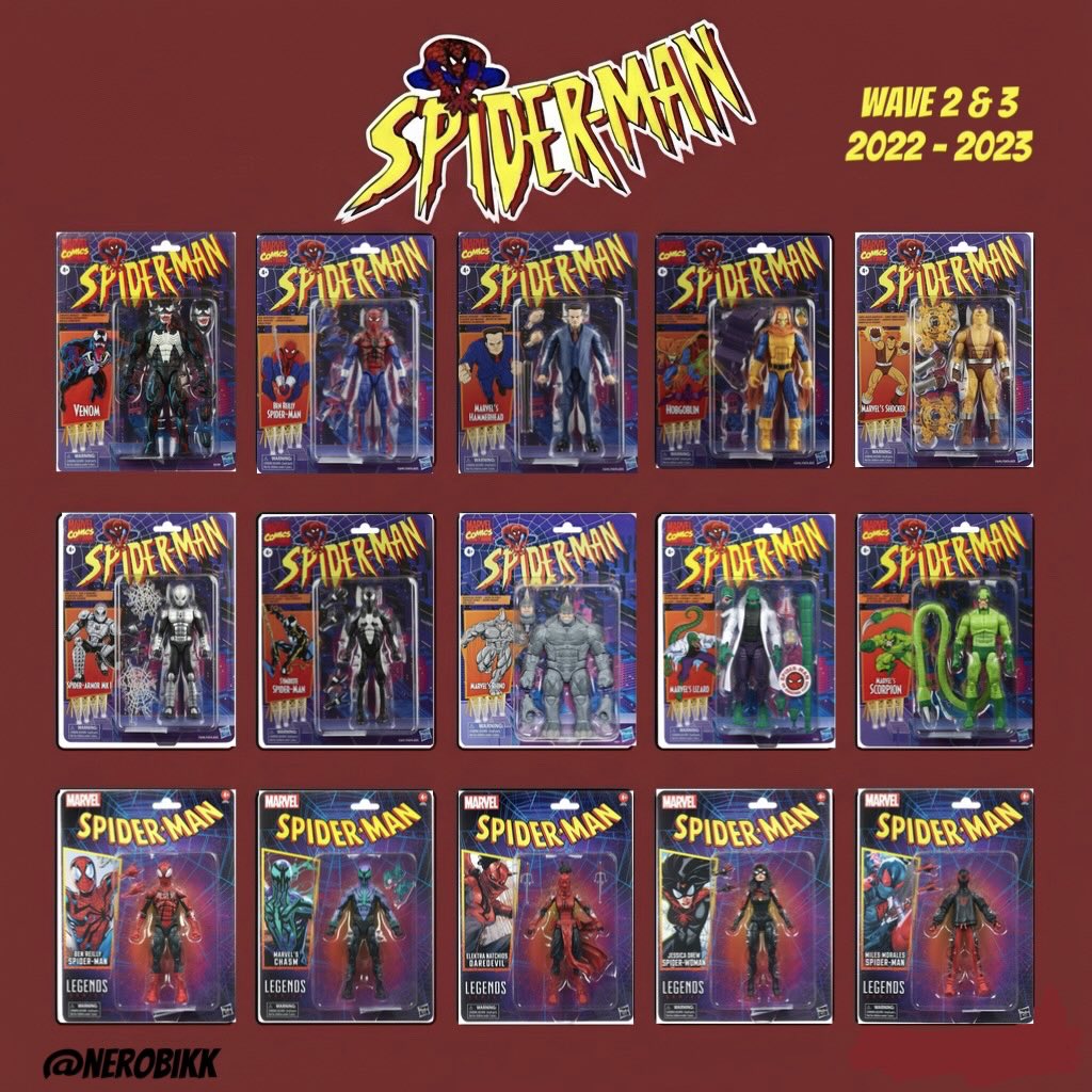 nerobikk's tweet image. Spider-man: Retro Collection (Visual Guide) Wave: 2 &amp;amp; 3🕷️

#Marvel #MarvelComics #MarvelLegends #SpiderMan #Hasbro