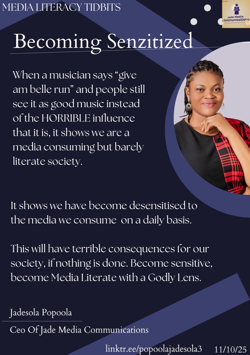 Jadesola360's tweet image. We have a responsibility to do this , both individually and as a society.
#media #medialiteracy #sensitization #enlightenment #growth