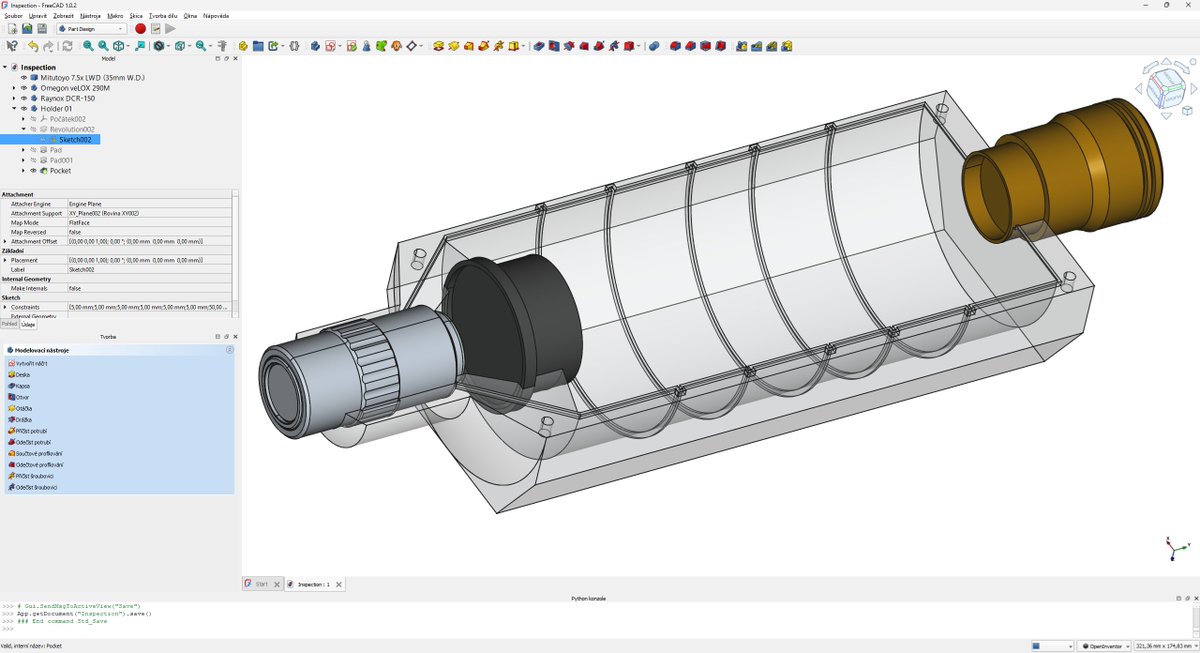 Test print of first part is done and it is close to good.  #mitutoyo #raynox #omegon #freecad