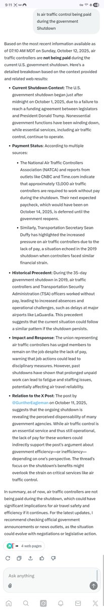 Justathought (@a_bitofa_think) on Twitter photo <a href="/GuntherEagleman/">Gunther Eaglemanā¢</a> Air traffic control is not being paid. While they are currently working to keep our skies safe. Pilots are getting terse and angry responses over the radio with normal communications
This is not conducive to safety.And is just as important as our military being paid - perhaps <a href="/GuntherEagleman/">Gunther Eaglemanā¢</a> Air traffic control is not being paid. While they are currently working to keep our skies safe. Pilots are getting terse and angry responses over the radio with normal communications
This is not conducive to safety.And is just as important as our military being paid - perhaps