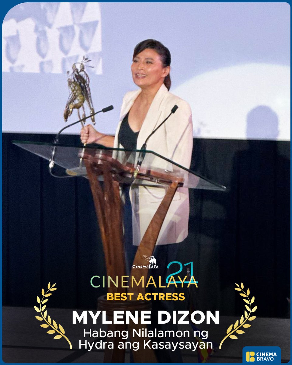 CinemaBravo (@cinemabravoph) on Twitter photo #Cinemalaya2025 Best Actress: Mylene Dizon for Habang Nilalamon ng Hydra ang Kasaysayan #Cinemalaya2025 Best Actress: Mylene Dizon for Habang Nilalamon ng Hydra ang Kasaysayan