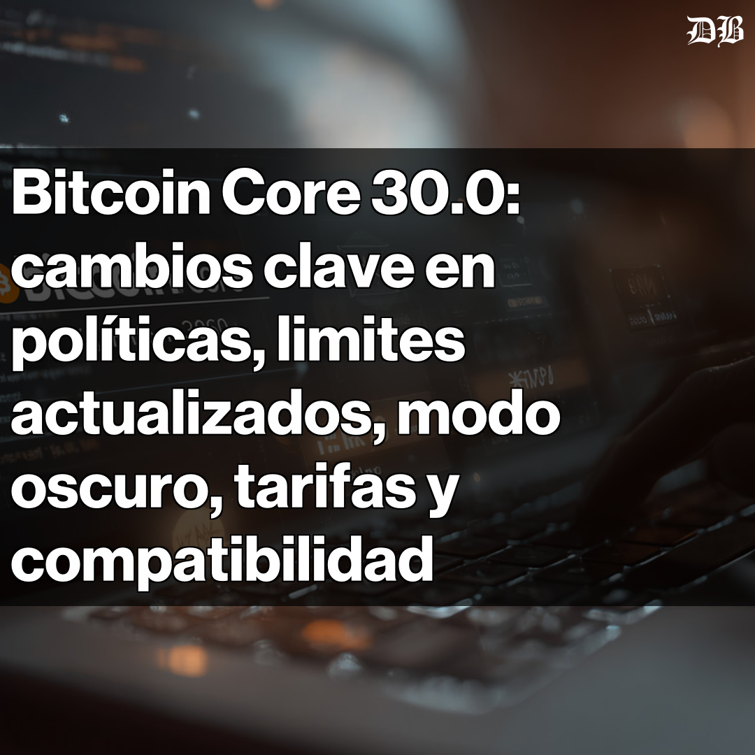 🚨 Actualización importante de Bitcoin Core 🚨 Ya disponible la versión 30.0  con cambios clave en políticas de tarifas y límites. Se elimina el soporte  para billeteras BDB y RPCs heredadas. Nuevo