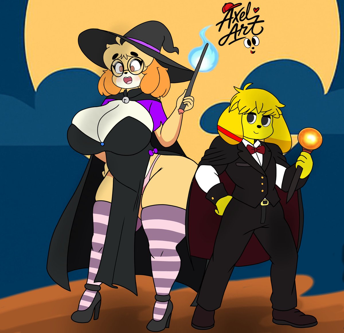 Un dibujo especial de halloween sobre 1 brujita derpybelle y un mago axelbros en la noche de halloween 🤭
//autora de la personaje derpybelle es de <a href="/JhenightfoxArt/">Okasan Fox</a>

Que tengan un gran mes de halloween U3U