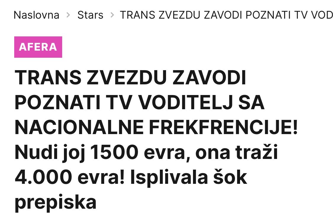 plandemiologX's tweet image. Voditelj nudi 1500 evra, trans zvezda traži 4000.
Jedini problem u priči je što nijedno od njih dvoje
nije vredno ni 15 dinara.
#Plandemiolog #Inflacija