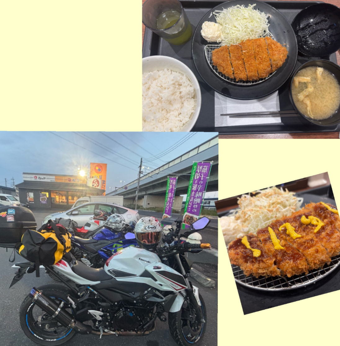 bikelover369's tweet image. 315km #ツーリング　朝食は松屋でトンカツ定食💪からし大好き💕苦しんで食べてるいつも😭食育でも強い心を⤴️
熊🐻になった気分のポーズ(コワイ💦)
道の駅ほっとぱーく浅科
群馬県 長野県 岐阜県