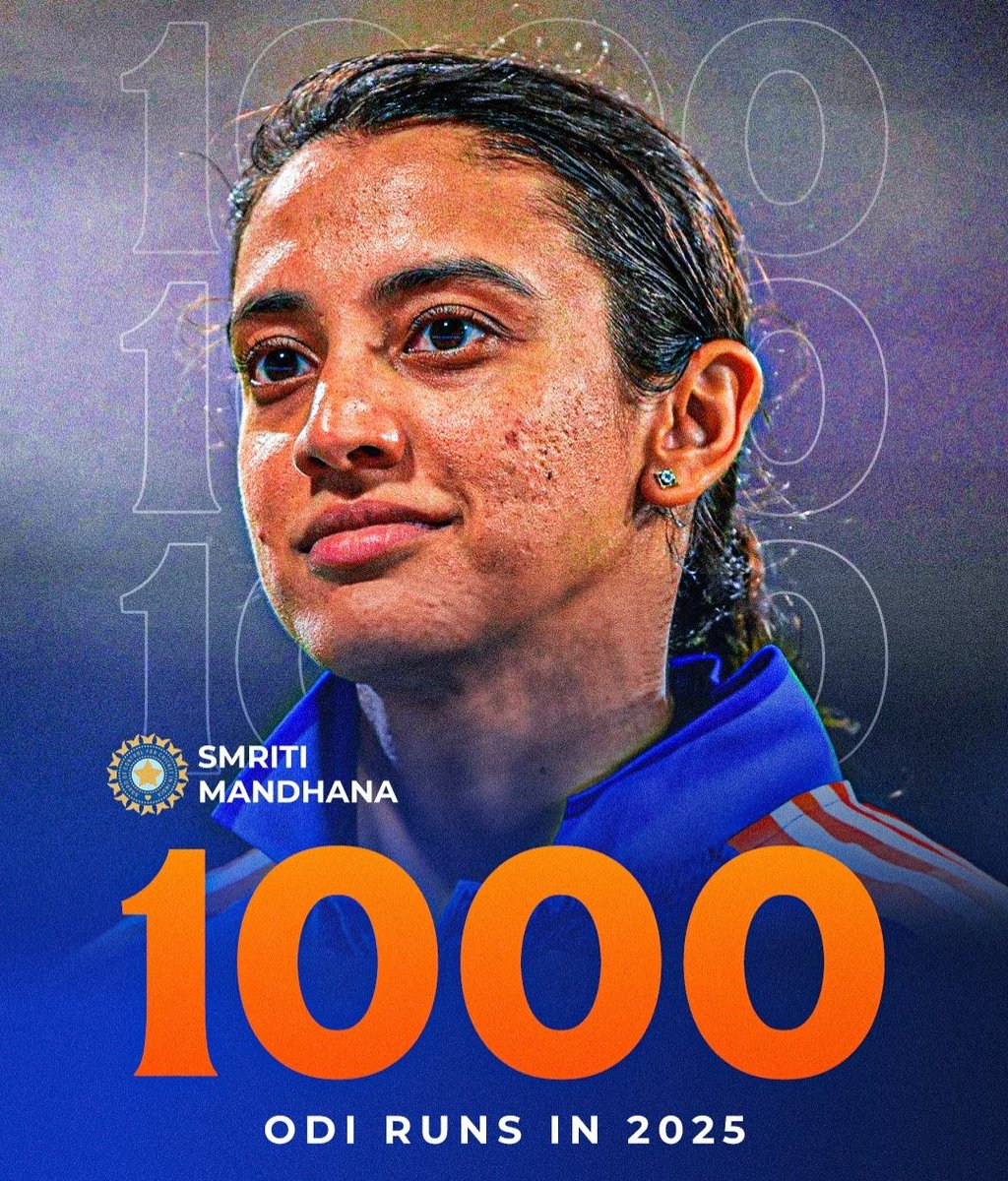 Shivam74930103's tweet image. 🚨 SMRITI MANDHANA CREATES HISTORY 🚨

She becomes the first batter in women’s ODI history to complete 1,000 runs in a calendar year. 🇮🇳😍

#Cricket #Smriti #CWC