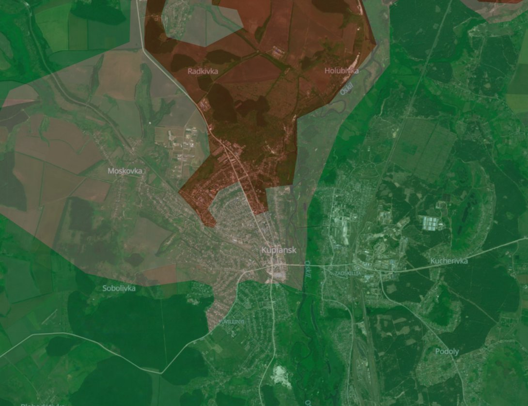 AMK_Mapping_'s tweet image. Deepstate has just transferred most of Kupyansk City west of the Oskil River into their dreaded grey-zone.