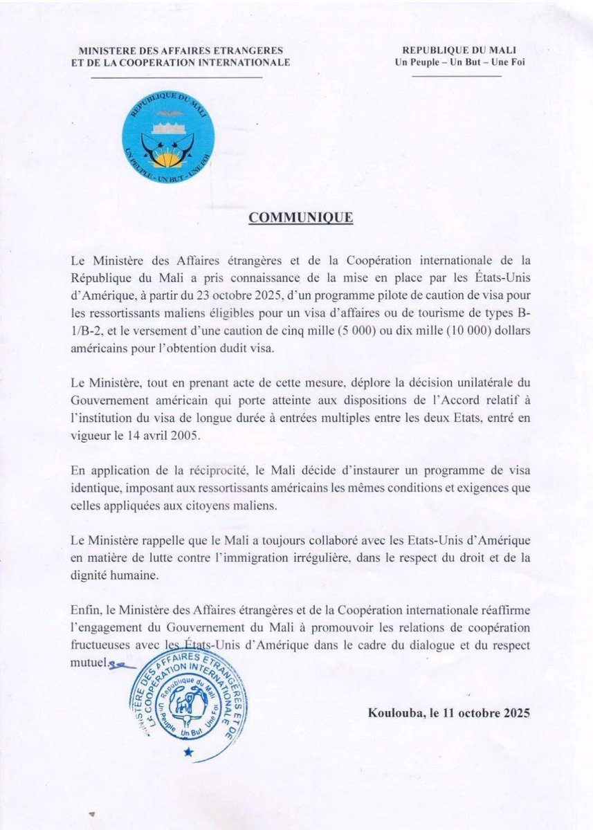 Môgôchi fa té Allah yé 
#Mali #Usa #Diplomatie