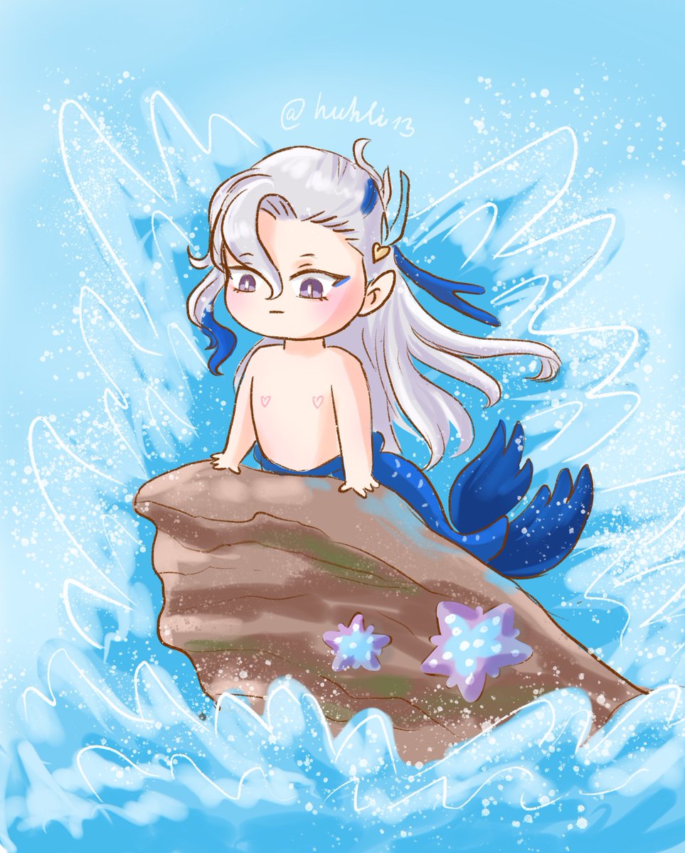 KeyOfKaveh's tweet photo. Inktober, day 7 - Starfish

#Neuvillette #GenshinImpact #fanart #genshinart #mermaid #inktober #inktober2025 https://t.co/HVDJoYaTYE