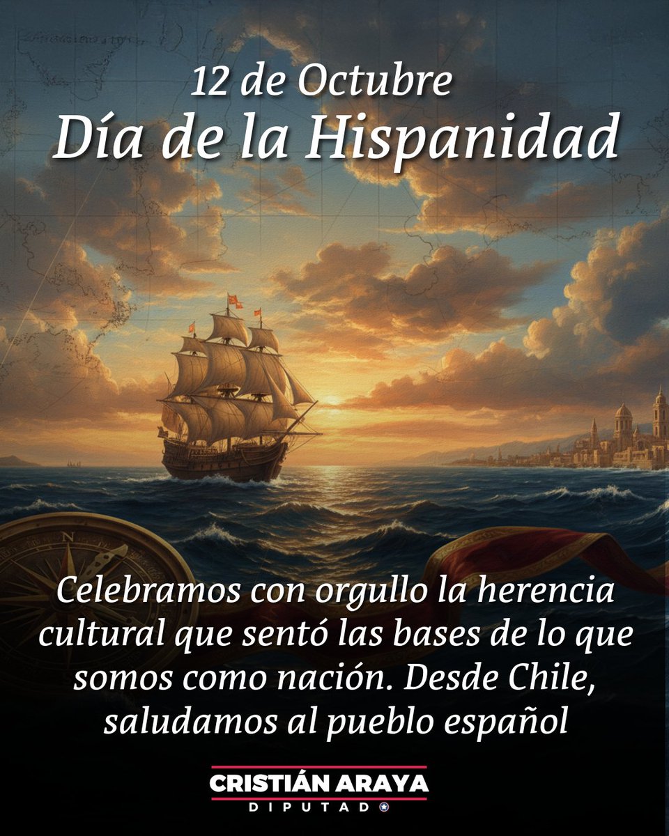 En el Día de la Hispanidad, recordamos la herencia cultural y cristiana que moldeó nuestras raíces y a nuestra sociedad. Desde Chile, saludamos al pueblo español y a nuestra historia compartida. 🇪🇸 🇨🇱