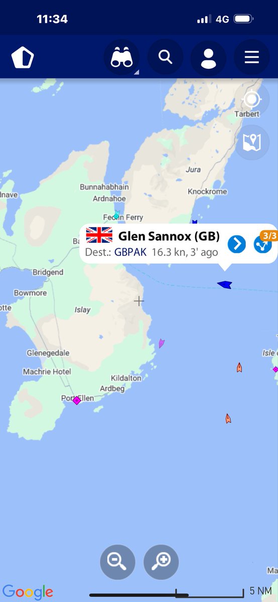 You really can’t keep up to date with what’s happening with <a href="/CalMacFerries/">CalMac Ferries</a>  these days. Checking on #mvfinlaggan to find that #mvglensannox has just left 
#kennacraig and is #westeringhome to #islay 
 for #berthingtrials. Looks like a good day for a #dayout.