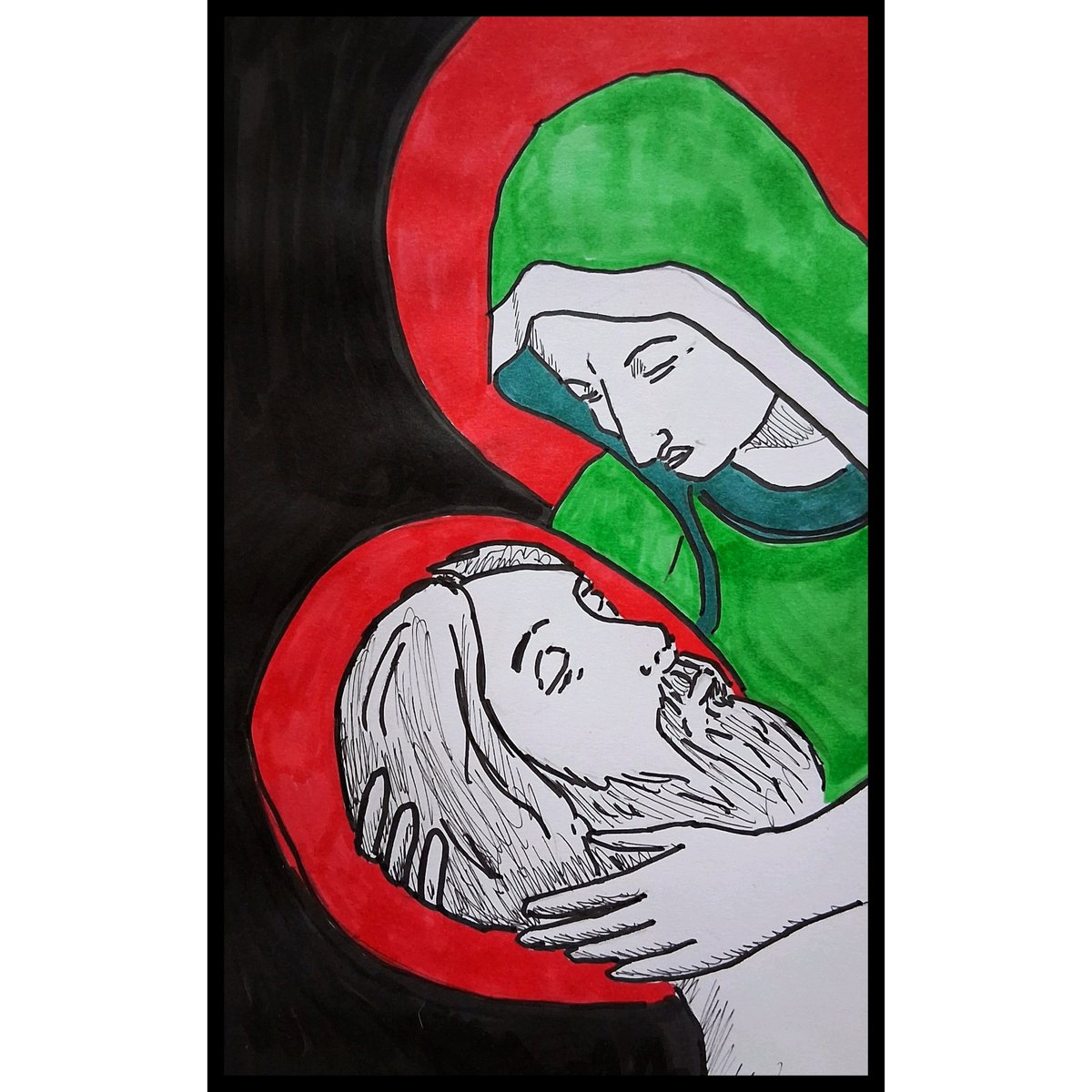 sodelafo's tweet photo. Art created using only the colours of the Palestinian 🇵🇸 flag. 
#art4peace #artforpalestine #artforpeace #artismedicine #arttherapy #RGBW #RedGreenBlackWhite #ceasefire https://t.co/DwMPBED6EZ